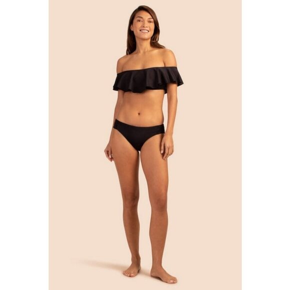 💕TRINA TURK💕 Monaco Solids Off The Shoulder Bandeau Bikini Top ~ Black 4 NWT - Picture 5 of 11